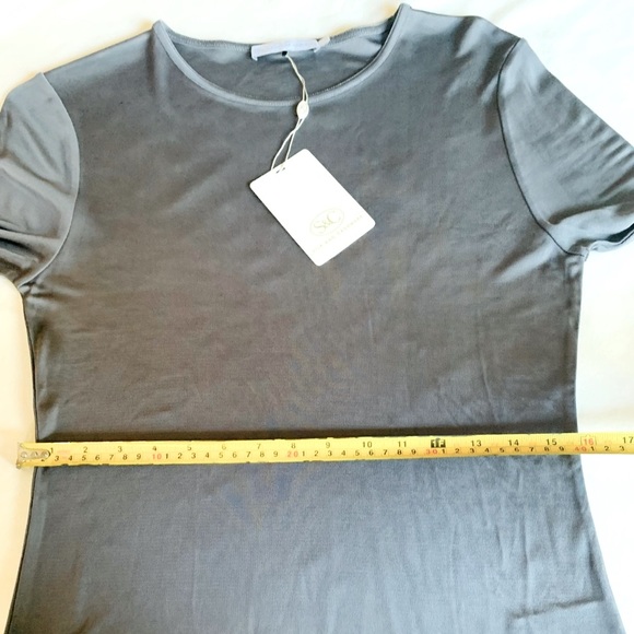 Silk & Cashmere Smokey Gray Woman Top Silk & Viscose blend long sleeves Size L - Picture 15 of 16